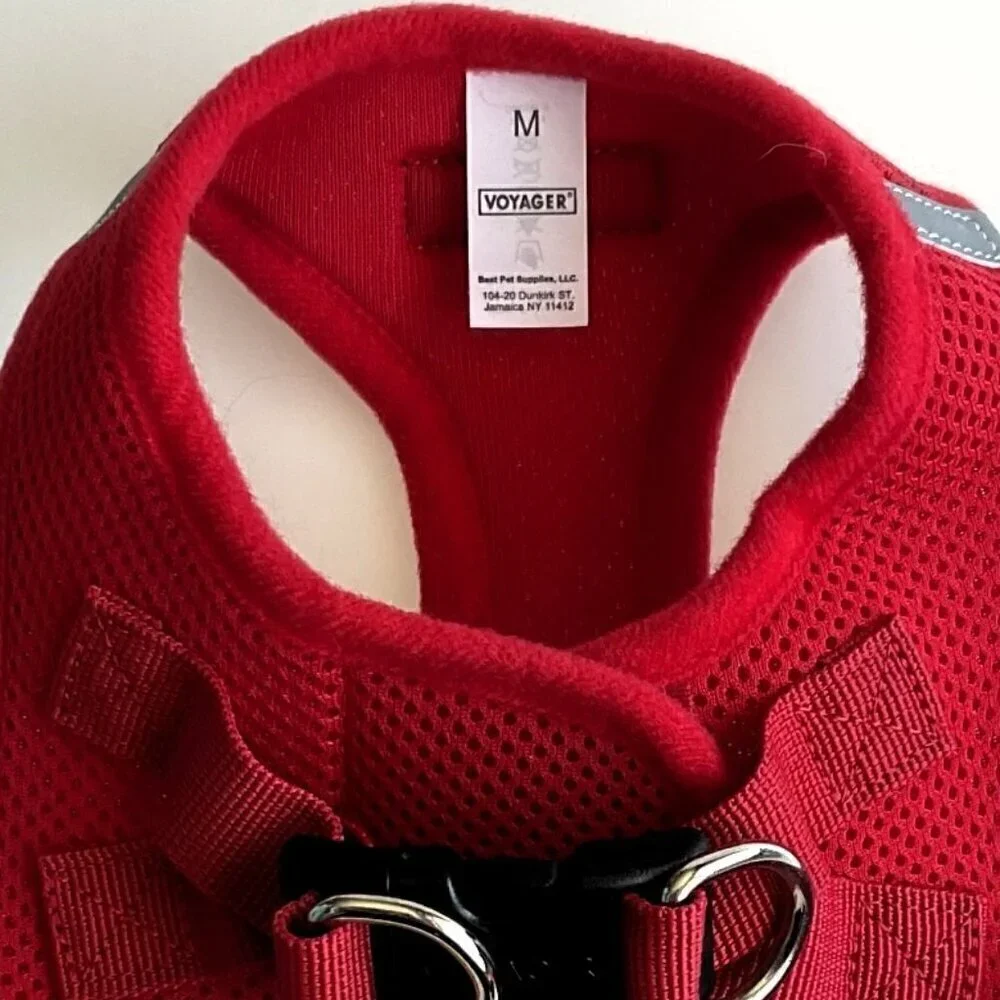 RED STEP-IN MESH DOG PET HARNESS